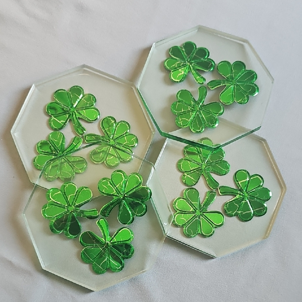 Hand Crafted Green Clover Coasters